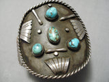Colossal Vintage Native American Navajo Turquoise Sterling Silver Wave Bracelet Old-Nativo Arts