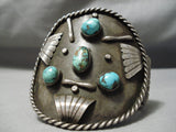 Colossal Vintage Native American Navajo Turquoise Sterling Silver Wave Bracelet Old-Nativo Arts