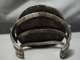Colossal Vintage Native American Navajo Turquoise Sterling Silver Wave Bracelet Old-Nativo Arts