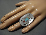 Colossal Vintage Native American Zuni Turquoise Sterling Silver Dancing Ant Ring Old-Nativo Arts