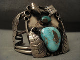 Colossal Vintage Navajo 'Turquoise Maiden' Native American Jewelry Silver Leaf Bracelet-Nativo Arts
