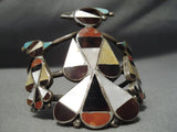 Colossal Vintage Zuni Native American Turquoise Bird Sterling Silver Bracelet-Nativo Arts