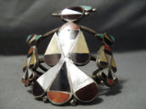 Colossal Vintage Zuni Native American Turquoise Bird Sterling Silver Bracelet-Nativo Arts