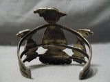 Colossal Vintage Zuni Native American Turquoise Bird Sterling Silver Bracelet-Nativo Arts