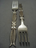 Completely Handmade Solid Sterling Vintage Navajo Native American Jewelry jewelry 102 Gram Fork Set-Nativo Arts