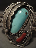 Completely Handmade Twist Coiled Vintage Navajo Turquoise Native American Jewelry Silver Cuff Bracelet-Nativo Arts