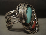 Completely Handmade Twist Coiled Vintage Navajo Turquoise Native American Jewelry Silver Cuff Bracelet-Nativo Arts