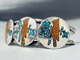 Coral Cardinal Vintage Native American Navajo Turquoise Sterling Silver Coral Bracelet-Nativo Arts