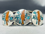 Coral Cardinal Vintage Native American Navajo Turquoise Sterling Silver Coral Bracelet-Nativo Arts