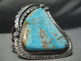 Craziest Best Vintage Native American Navajo Triangular #8 Turquoise Sterling Silver Bracelet-Nativo Arts