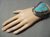 Craziest Best Vintage Native American Navajo Triangular #8 Turquoise Sterling Silver Bracelet-Nativo Arts