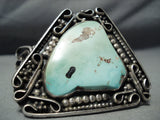 Crazy Huge Triange Turquoise Vintage Native American Navajo Sterling Silver Bracelet Old-Nativo Arts
