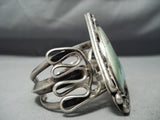 Crazy Huge Triange Turquoise Vintage Native American Navajo Sterling Silver Bracelet Old-Nativo Arts