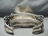 Crazy Huge Triange Turquoise Vintage Native American Navajo Sterling Silver Bracelet Old-Nativo Arts