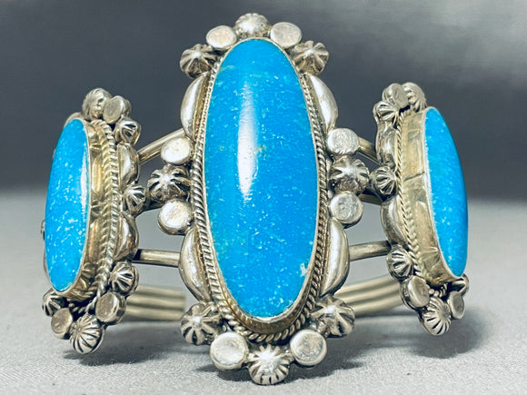 Crown Jewel Vintage Native American Navajo Turquoise Sterling Silver Bracelet-Nativo Arts