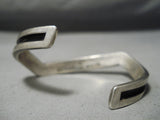 Curving Vintage Navajo Sterling Silver Bracelet Native American-Nativo Arts