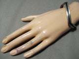 Curving Vintage Navajo Sterling Silver Bracelet Native American-Nativo Arts