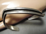 Curving Vintage Navajo Sterling Silver Bracelet Native American-Nativo Arts