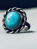 Cute Early Vintage Native American Navajo Turquoise Sterling Silver Coil Ring Old-Nativo Arts