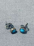Cute Vintage Native American Navajo Turquoise Sterling Silver Earrings Old-Nativo Arts