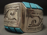 Mind Boggling Vintage Navajo side Inlay Turquoise Bracelet-Nativo Arts