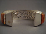 Fabulous Modernstic Navajo Shell Inlay Silver Bracelet-Nativo Arts