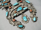 Dan Simplicio Vintage Native American Zuni Turquoise Sterling Silver Squash Blossom Necklace-Nativo Arts