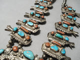 Dan Simplicio Vintage Native American Zuni Turquoise Sterling Silver Squash Blossom Necklace-Nativo Arts