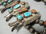 Dan Simplicio Vintage Native American Zuni Turquoise Sterling Silver Squash Blossom Necklace-Nativo Arts
