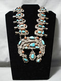 Dan Simplicio Vintage Native American Zuni Turquoise Sterling Silver Squash Blossom Necklace-Nativo Arts