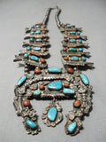 Dan Simplicio Vintage Native American Zuni Turquoise Sterling Silver Squash Blossom Necklace-Nativo Arts