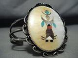 Dancing Kachian Vintage Native American Zuni Turquoise Sterling Silver Bracelet-Nativo Arts
