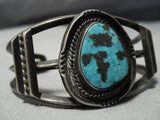 Dark Old Patina Vintage Native American Jewelry Navajo Fools Gold Turquoise Sterling Silver Bracelet Old-Nativo Arts