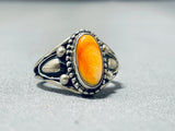 Dazzling Important Vintage Signed Native American Navajo Spiny Oval Sterling Silver Ring-Nativo Arts
