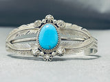 Dazzling Native American Navajo Old Kingman Turquoise Sterling Silver Bracelet-Nativo Arts