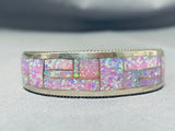 Dazzling Native American Zuni Signed Synthetic Opal Inlay Sterling Silver Bracelet-Nativo Arts