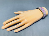 Dazzling Native American Zuni Signed Synthetic Opal Inlay Sterling Silver Bracelet-Nativo Arts