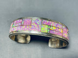Dazzling Native American Zuni Signed Synthetic Opal Inlay Sterling Silver Bracelet-Nativo Arts