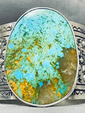 Dazzling San Felipe Old Kingman Turquoise Sterling Silver Bracelet-Nativo Arts