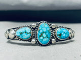 Dazzling Verdy Jake Native American Navajo Spiderweb Turquoise Sterling Silver Bracelet-Nativo Arts