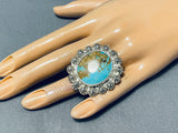 Dazzling Vintage Native American Navajo 8 Turquoise Sterling Silver Ring-Nativo Arts
