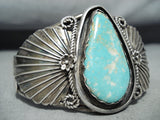 Dazzling Vintage Native American Navajo Blue Gem Turquoise Sterling Silver Huge Bracelet-Nativo Arts
