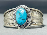 Dazzling Vintage Native American Navajo Morenci Turquoise Sterling Silver Bracelet-Nativo Arts