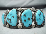 Dazzling Vintage Native American Navajo Morenci Turquoise Sterling Silver Bracelet-Nativo Arts