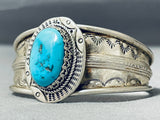 Dazzling Vintage Native American Navajo Morenci Turquoise Sterling Silver Bracelet-Nativo Arts
