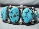 Dazzling Vintage Native American Navajo Morenci Turquoise Sterling Silver Bracelet-Nativo Arts