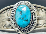 Dazzling Vintage Native American Navajo Morenci Turquoise Sterling Silver Bracelet-Nativo Arts