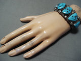 Dazzling Vintage Native American Navajo Morenci Turquoise Sterling Silver Bracelet-Nativo Arts