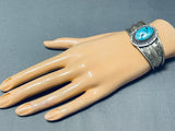 Dazzling Vintage Native American Navajo Morenci Turquoise Sterling Silver Bracelet-Nativo Arts