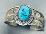 Dazzling Vintage Native American Navajo Morenci Turquoise Sterling Silver Bracelet-Nativo Arts